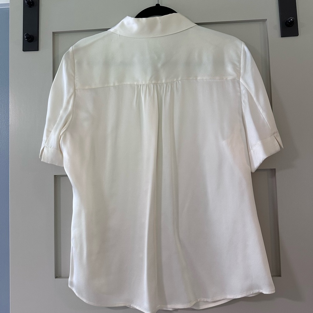 Pure Collection Short Sleeve 100% Silk Ivory Blouse - Picture 7 of 7